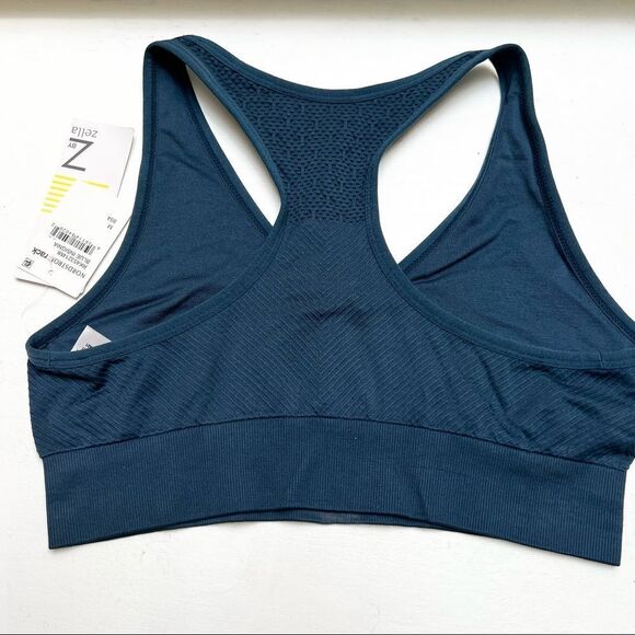 Z by Zella Racerback Spandex Sports Bra in Blue Insignia Medium - Picture 3 of 7